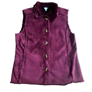 Denver Hayes Faux Suede Button-Up Vest Burgundy Indie Sleeze Western Boho Layer